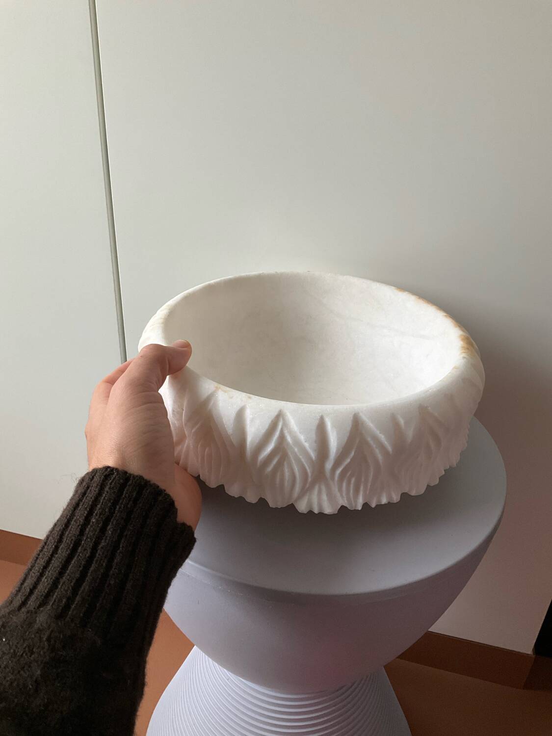 Antique stone fruit bowl