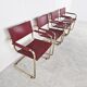 Red leather bauhaus design dining chairs - 1980