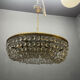 Chandelier en cristal et laiton italien des années 1960 – 6 lumières