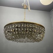 1960s Italian Crystal & Brass Chandelier – 6 Lights