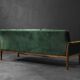 Vintage Mid-Century Modern Rosewood & Green Velour 3-Seater Sofa and Chair