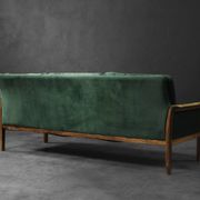 Vintage Mid-Century Modern Rosewood & Green Velour 3-Seater Sofa and Chair