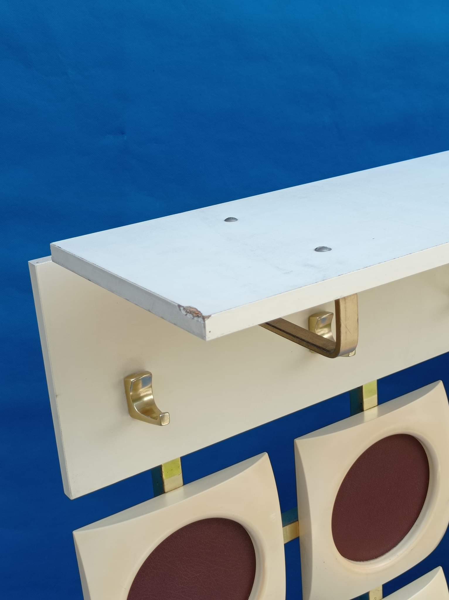 White wall coat rack from the 60s-70s
