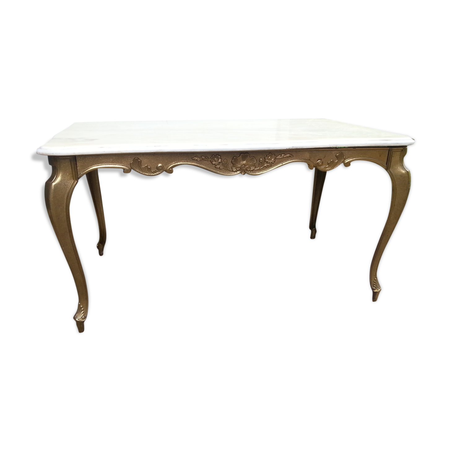 Coffee tanle brass and marble white 1960