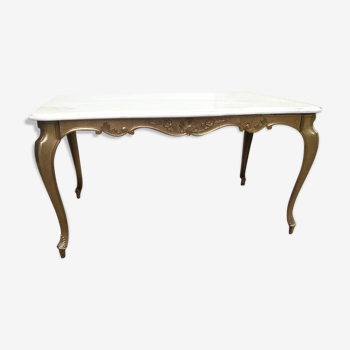 Table basse laiton et marbre blanc 1960