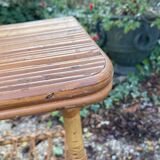 Vintage rattan magazine rack table