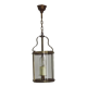 Lanterne suspendue à 2 lumières en laiton vintage français avec abat-jour en verre cylindrique 4948