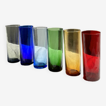 6 colored orangeade glasses