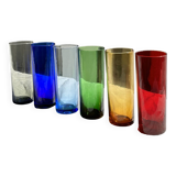 6 colored orangeade glasses