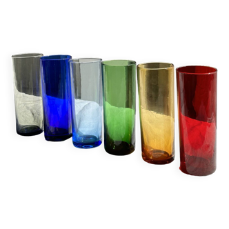 6 colored orangeade glasses