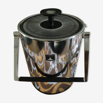 Everest chrome vintage ice bucket and its graphic patterned lid