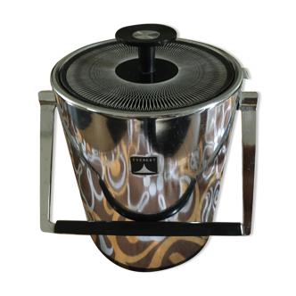 Everest chrome vintage ice bucket and its graphic patterned lid