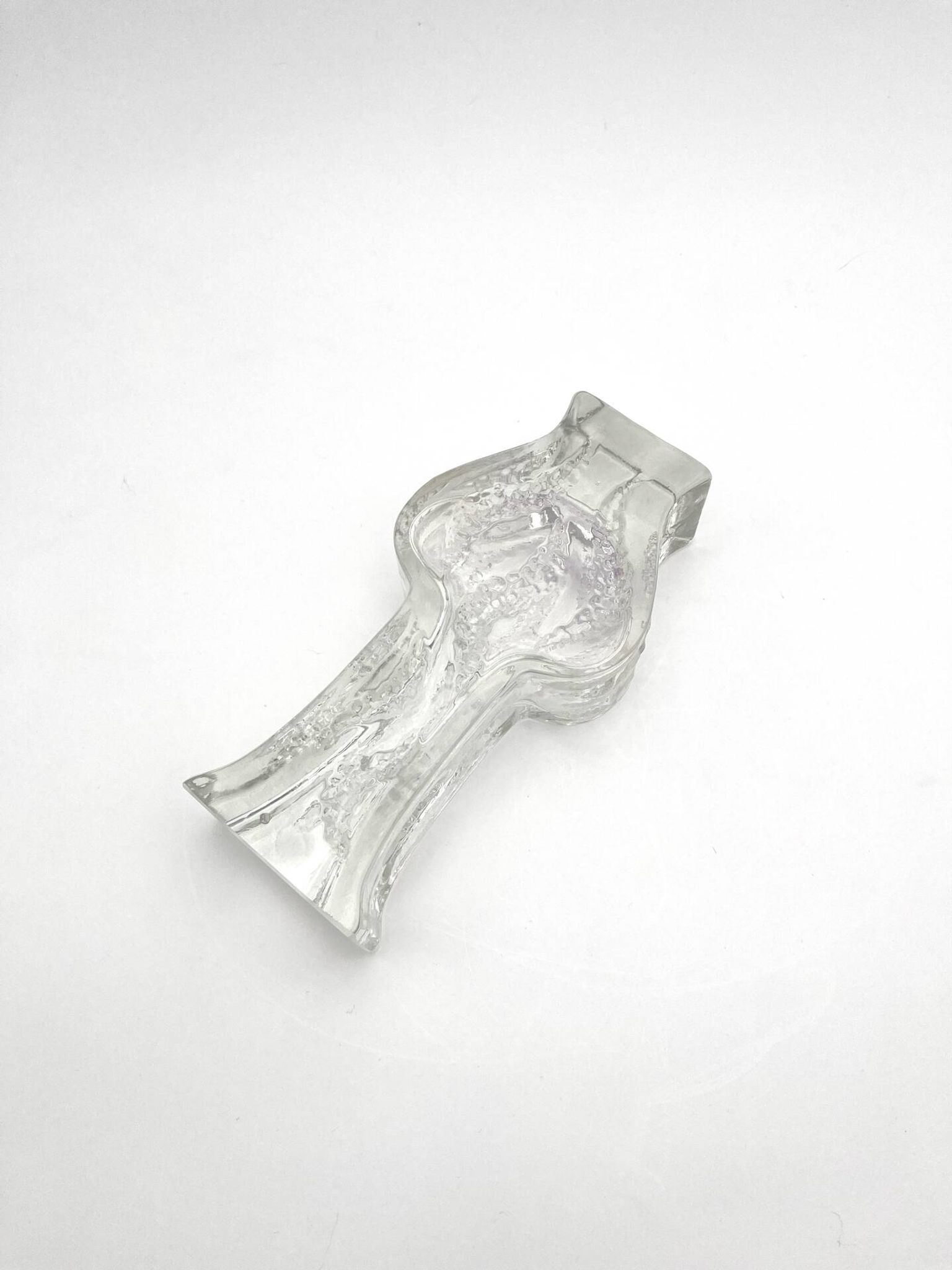 Brutalist Vase Ingrid Glashütte 3085 Transparent Glass 70s