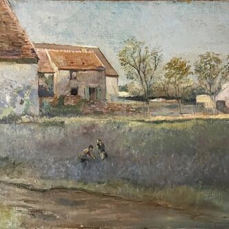 Table HST Adrien KARBOWSKY (1855-1945) lavender harvest (?)