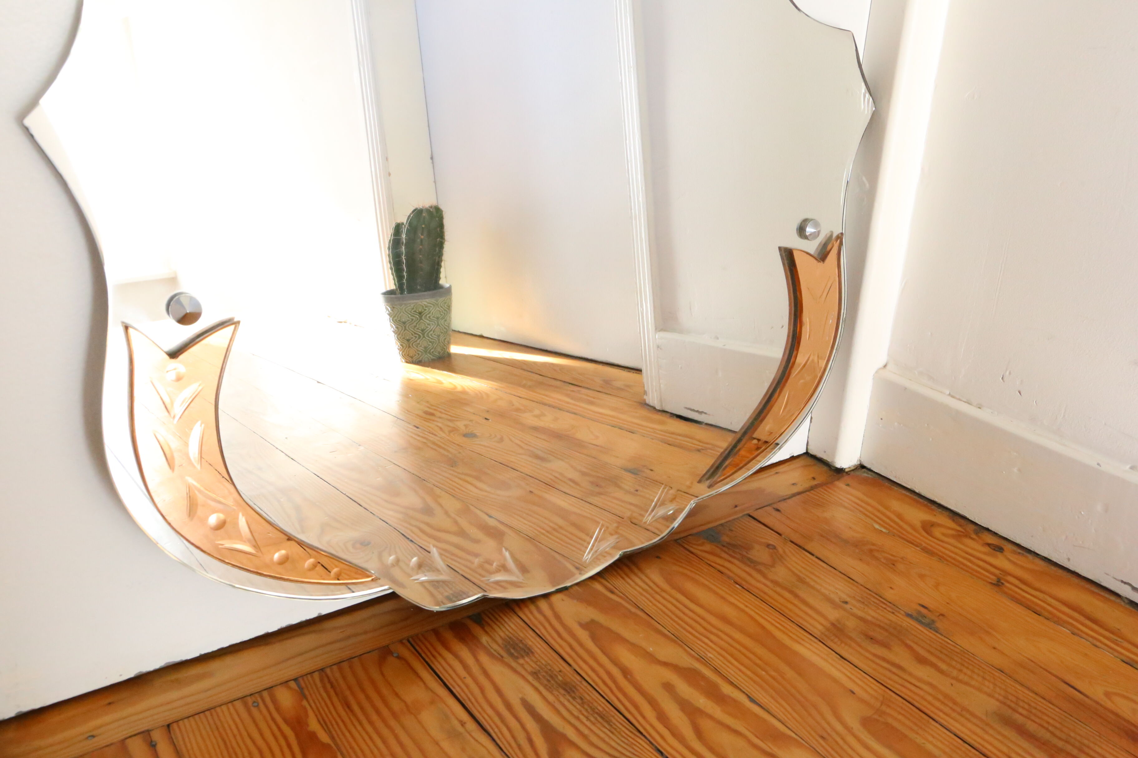 Bevelled wall mirror, old, art deco