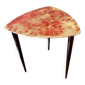 Table basse d'appoint aldo tura en parchemin peau de chèvre teintée rouge laqué, italie ca 1950