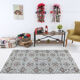 Light blue floral carpet 203x118cm