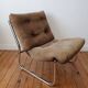 Fauteuil vintage tubulaire chromé et velours