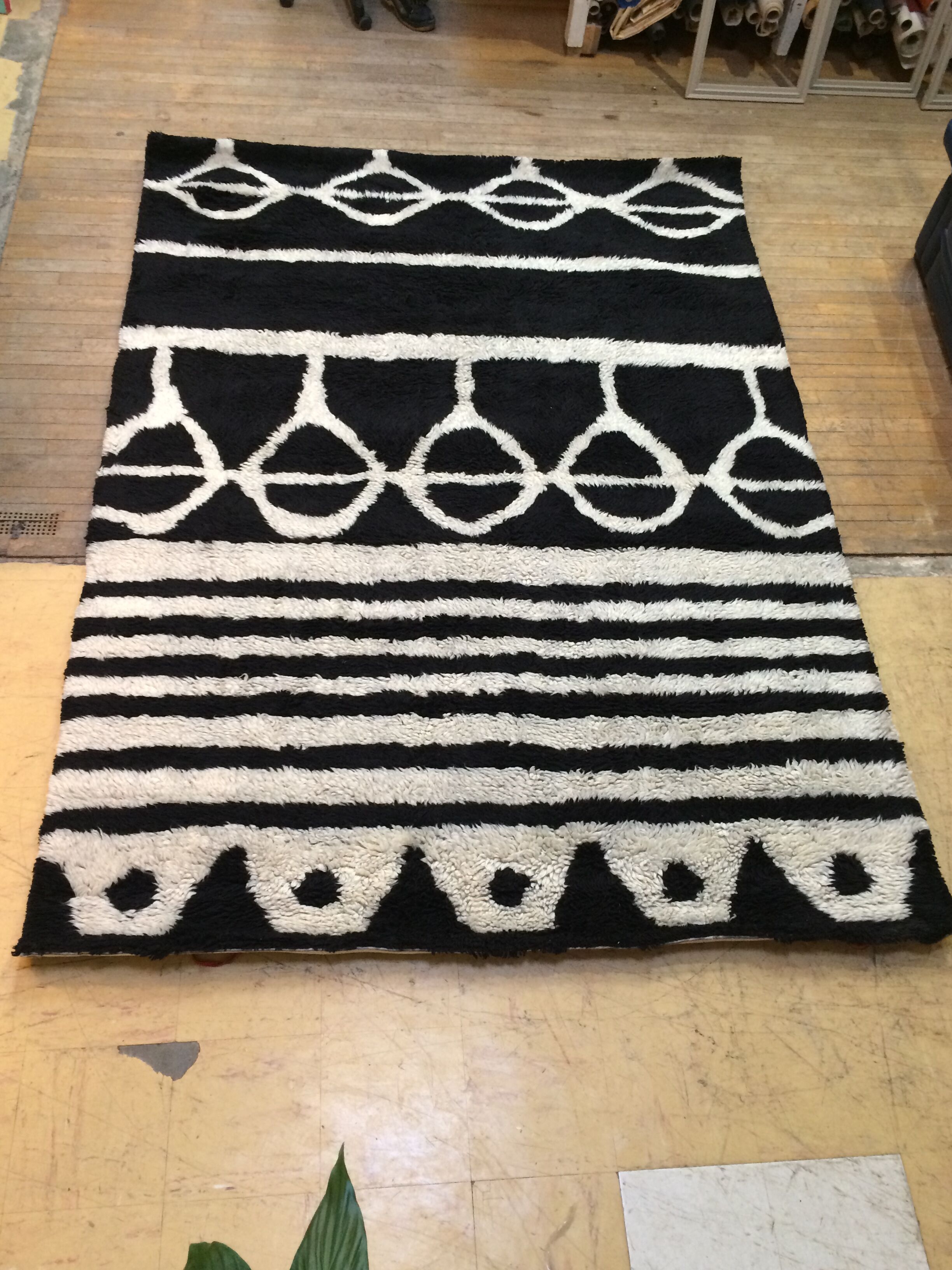 Berber carpet Oudéa pure black and white wool - 290 cm x 210 cm