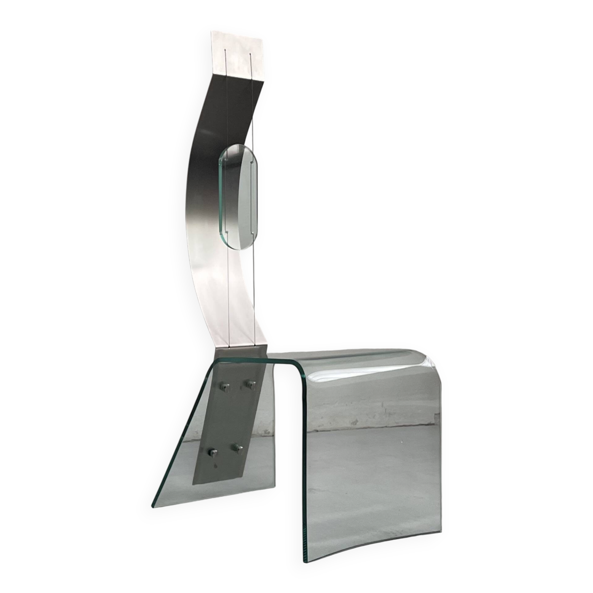 Chaise sculpturale Zero de Marco Baldanello, verre et acier, Italie, années 1990