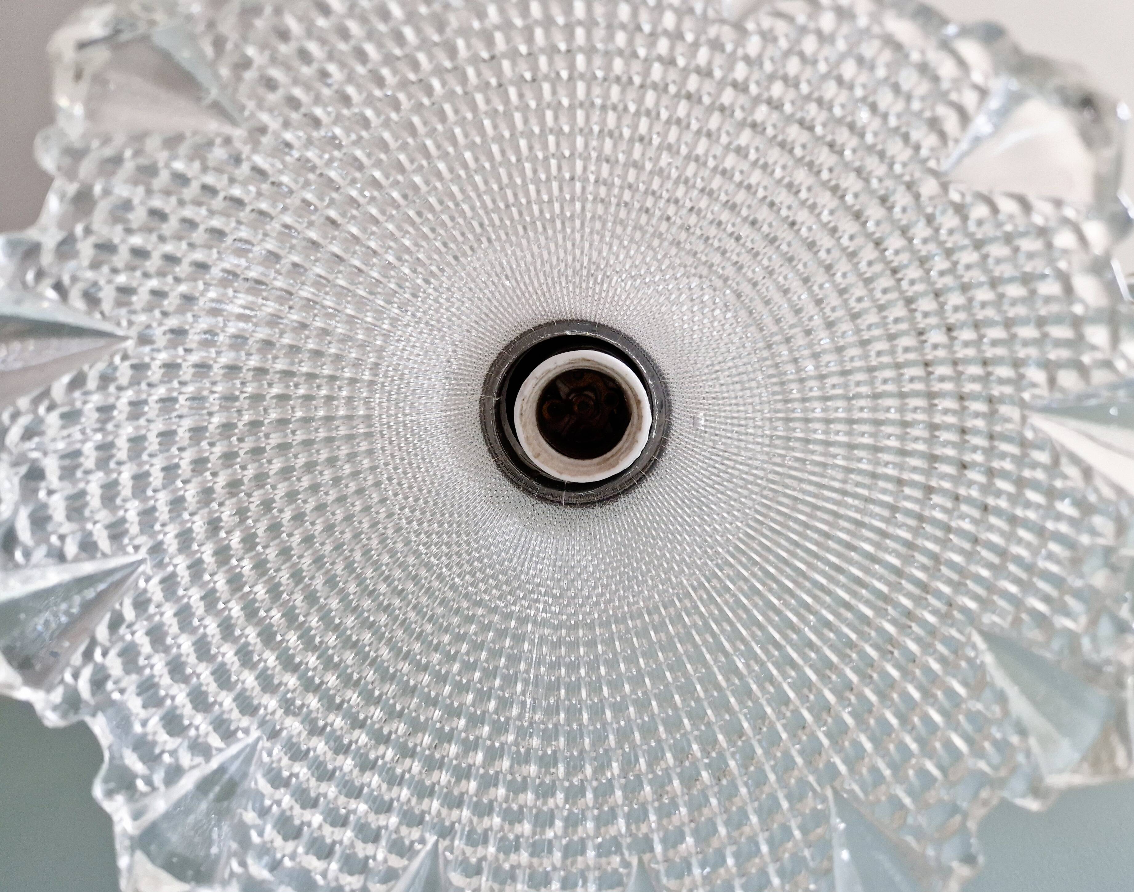 Art Deco scalloped clear glass pendant light, 1920s-30s