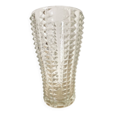 Grand Vase vintage en verre moulé 30 cm