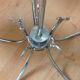 Five-spoke chandelier in chrome-plated metal and structured/vintage glass 60s-70s