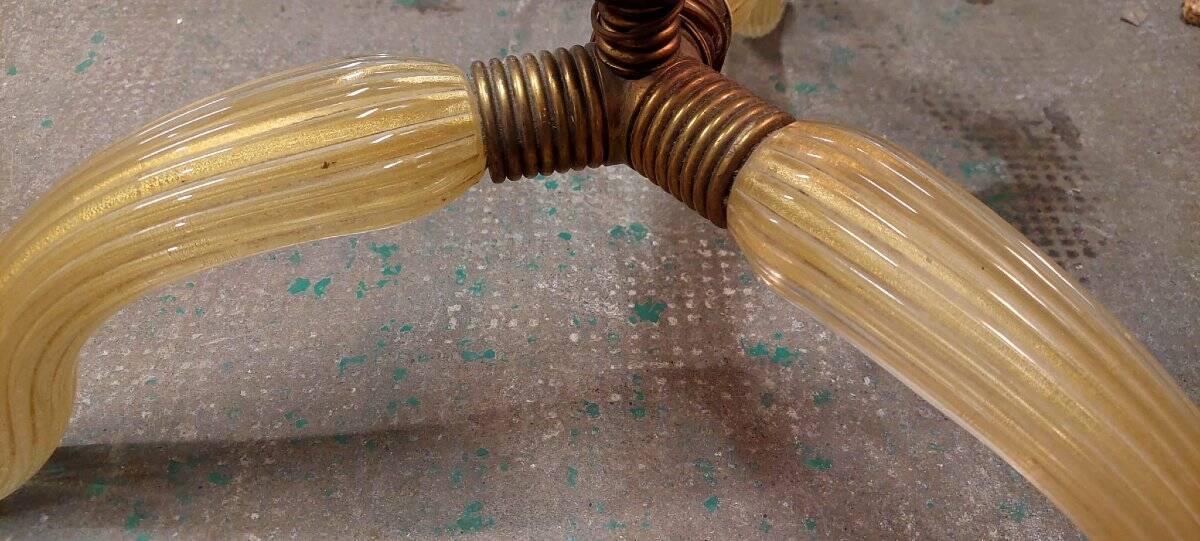 Barovier & Toso tripod floor lamp in gilded Murano glass 1930/40