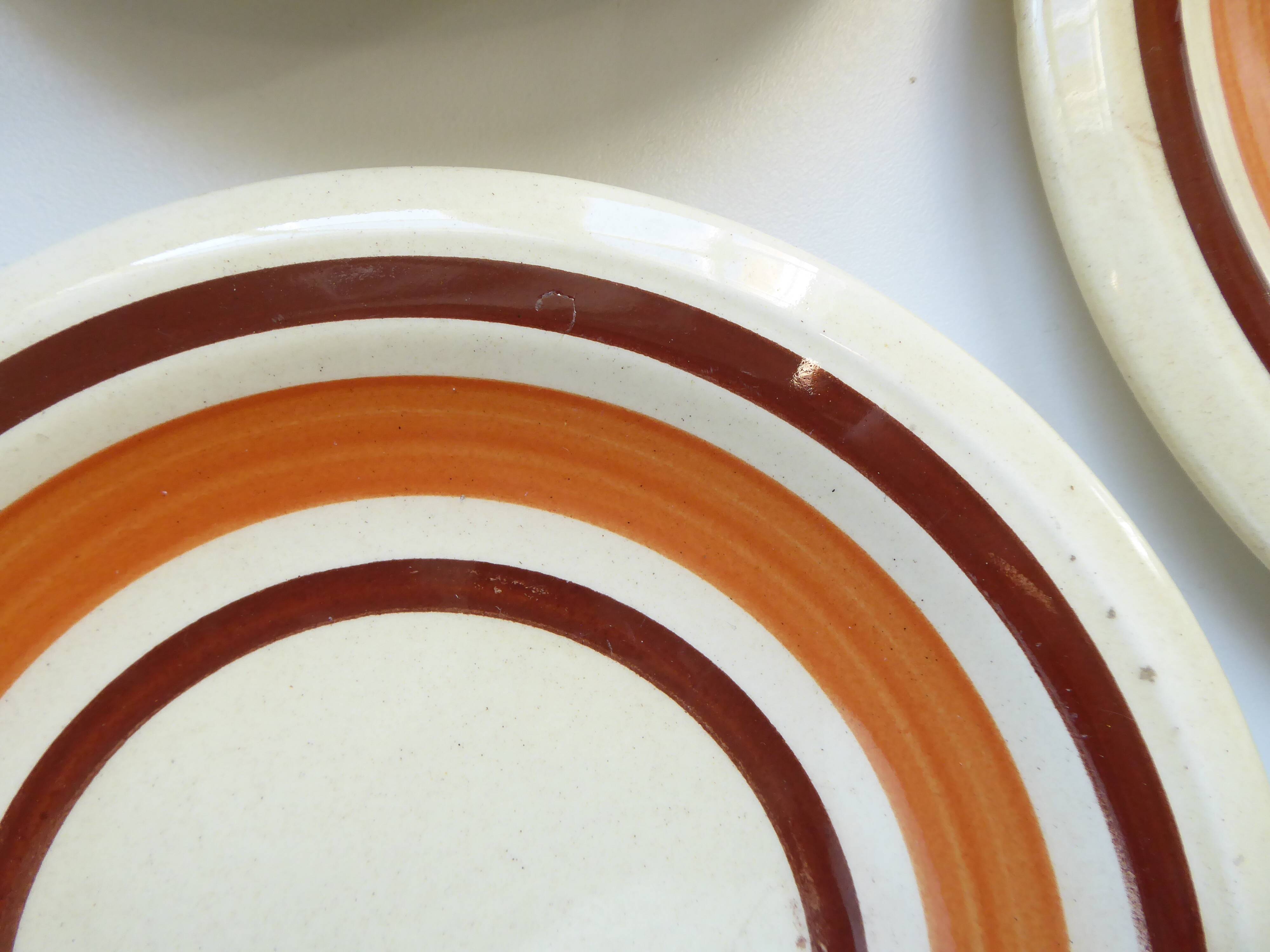 Set of 6 Vintage Earthenware Dessert Plates