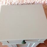 Bedside table in pine, restyled in lime green