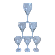 Set of 6 crystal wine glasses engraved 50-60s