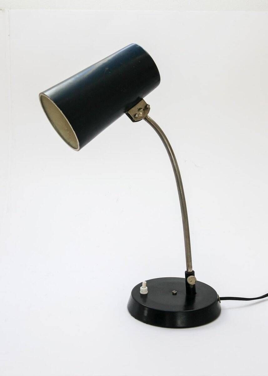 Lampe de table noire des années 60, style milieu de siècle.