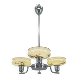 Art Deco Chandelier by Napako, Chrome & Marble Glass, 1930s