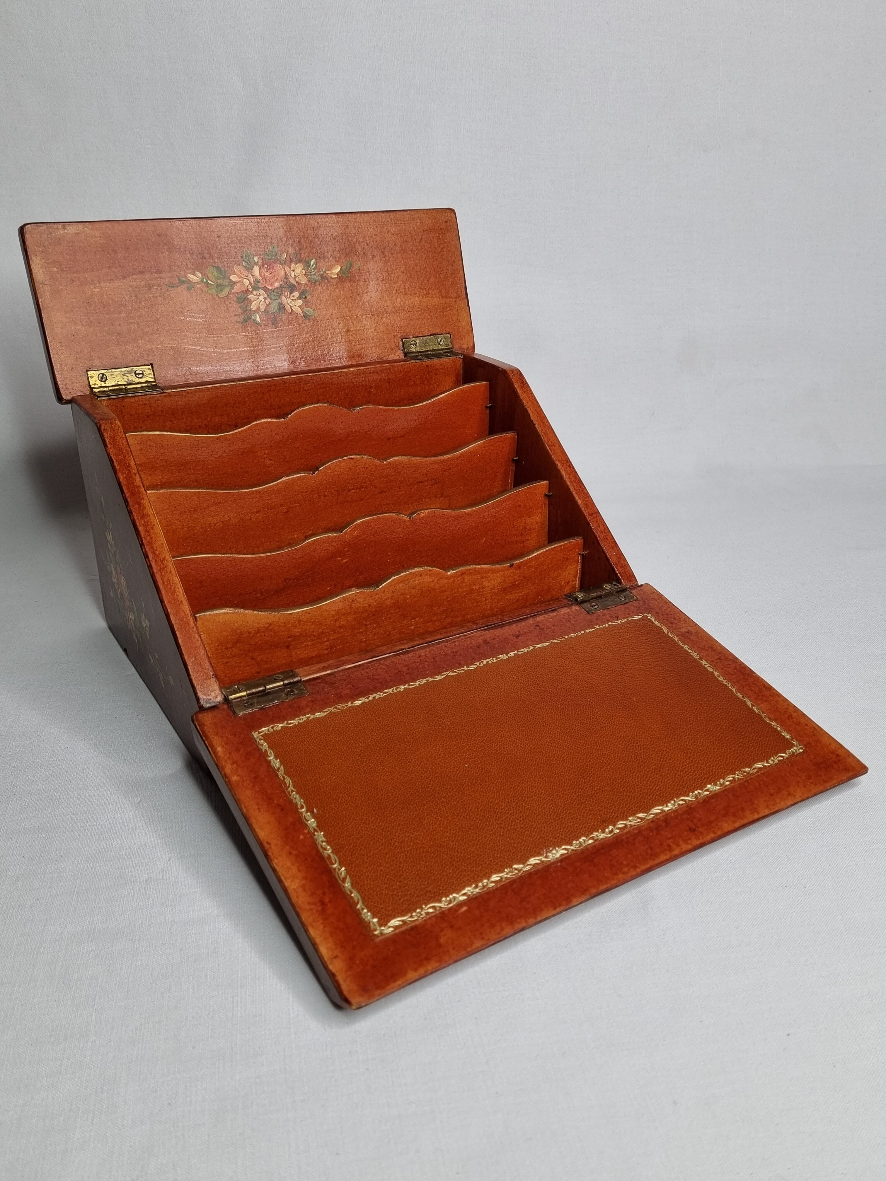 Vintage letter holder box decorated and hand-painted