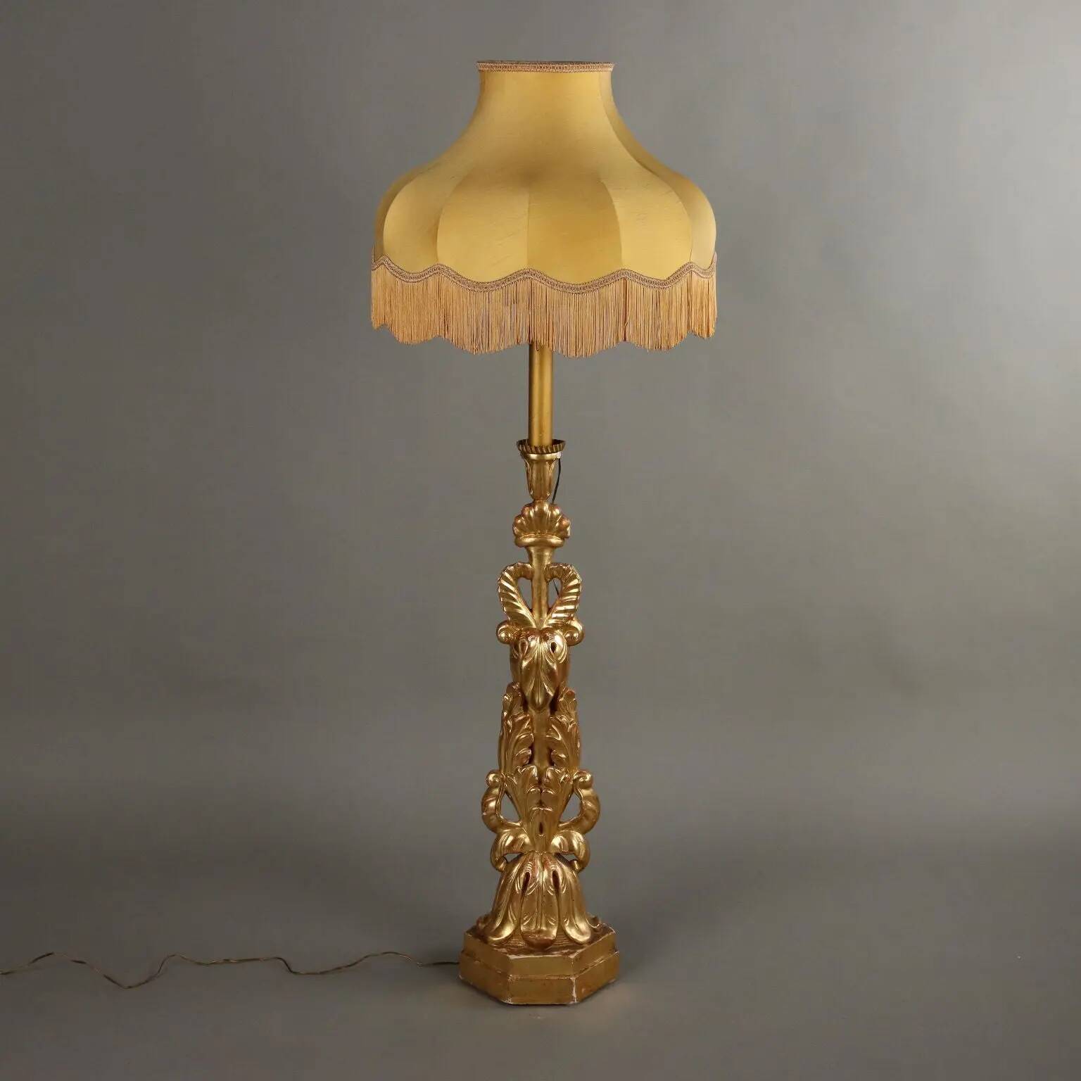 Eclectic antique carved wooden candlestick, Italy, 19th century.