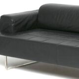 Poltrona Frau Quadra 3-seater black leather sofa