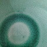 Duo of celadon crackle effect soup plates