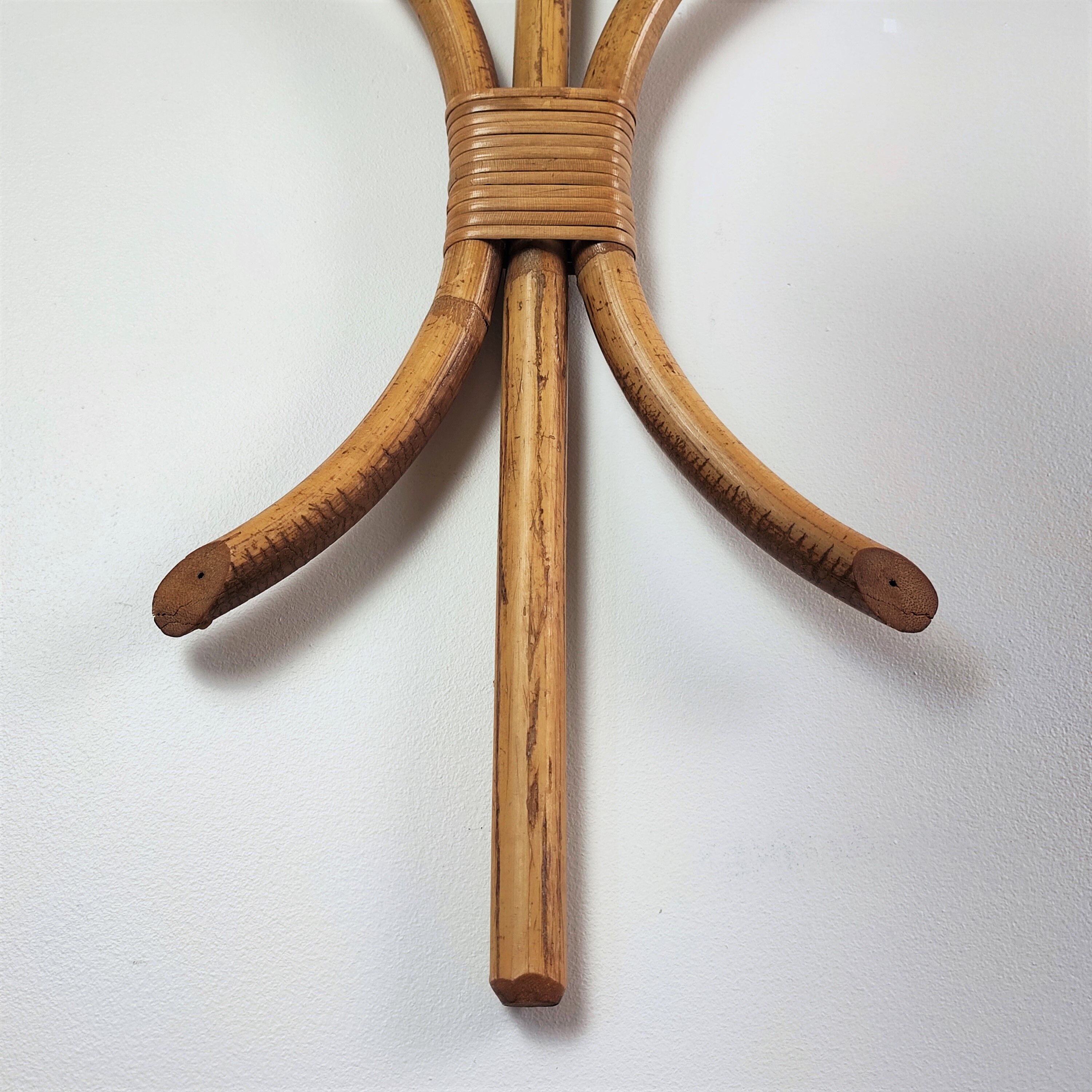 Rattan and bamboo wall lamp XL