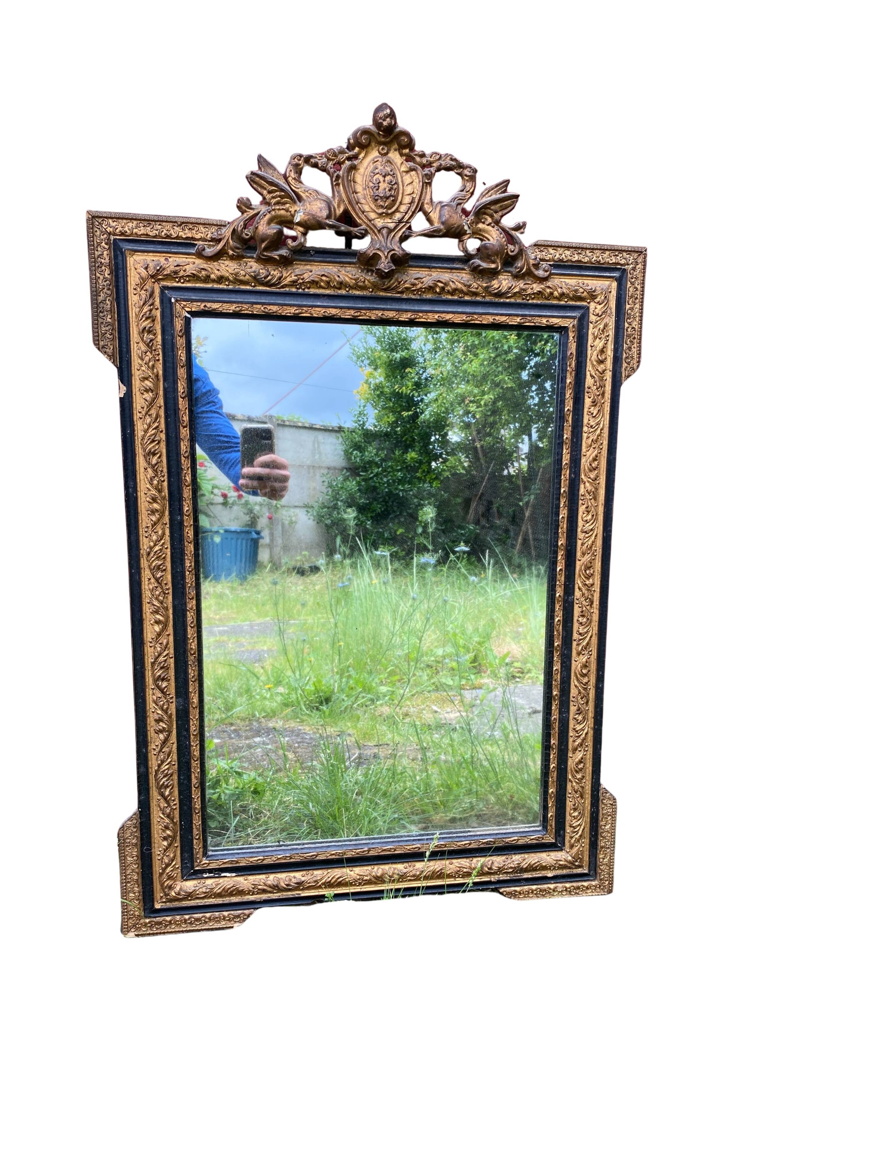 Napoleon III Gilded Wood Mirror, 19th Century - 65 x 100 x 6 cm