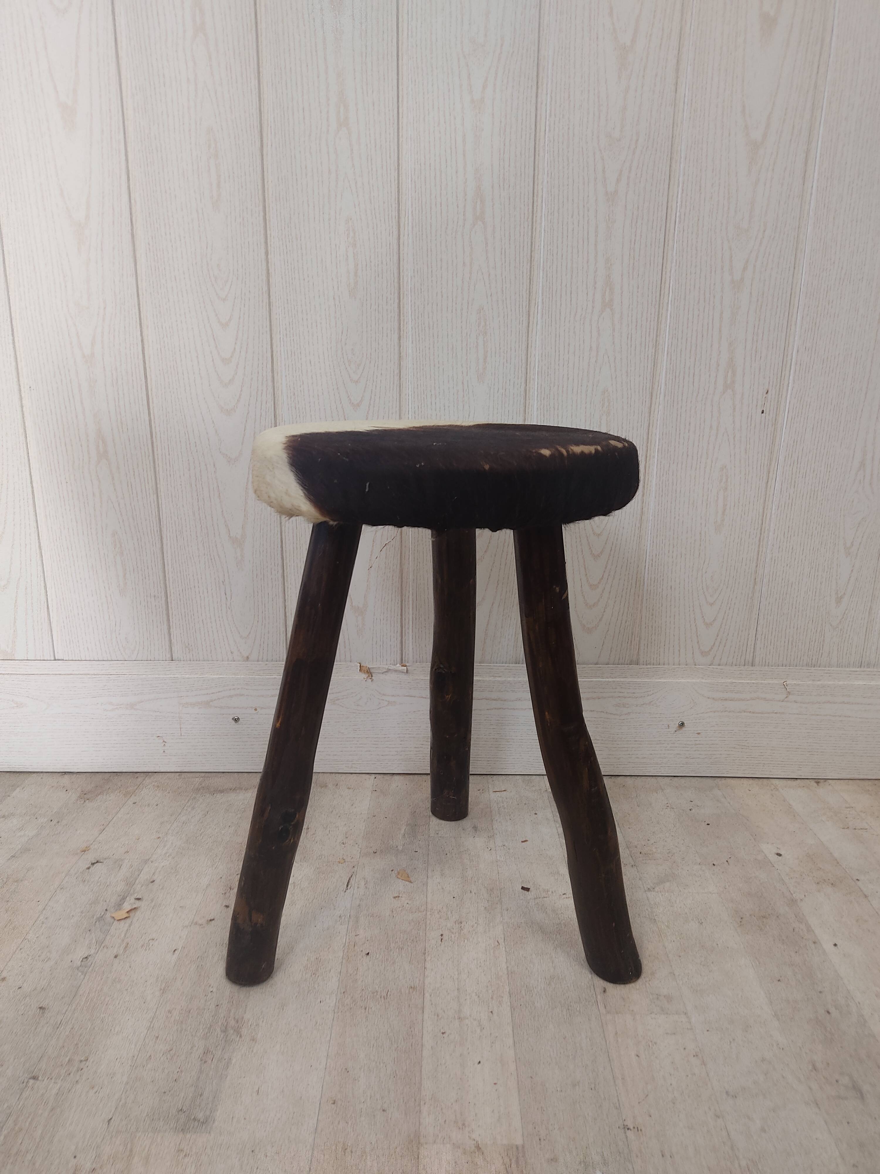 Brutalist cowhide stool