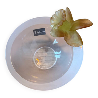 Daum France sculpted crystal bowl – Floral decoration in crystal paste