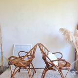 Pair of vintage rattan armchairs