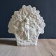 Angel Vase in White Plaster, Vintage Planter with Cherub and Flower Motif