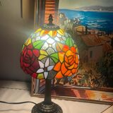 Tiffany style lamp vintage colourful flowers