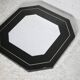 70s mirror, black lacquered wood, brass edging. Octagonal