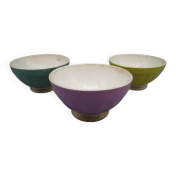 Set of 3 antique bowls in Sarreguemines earthenware.