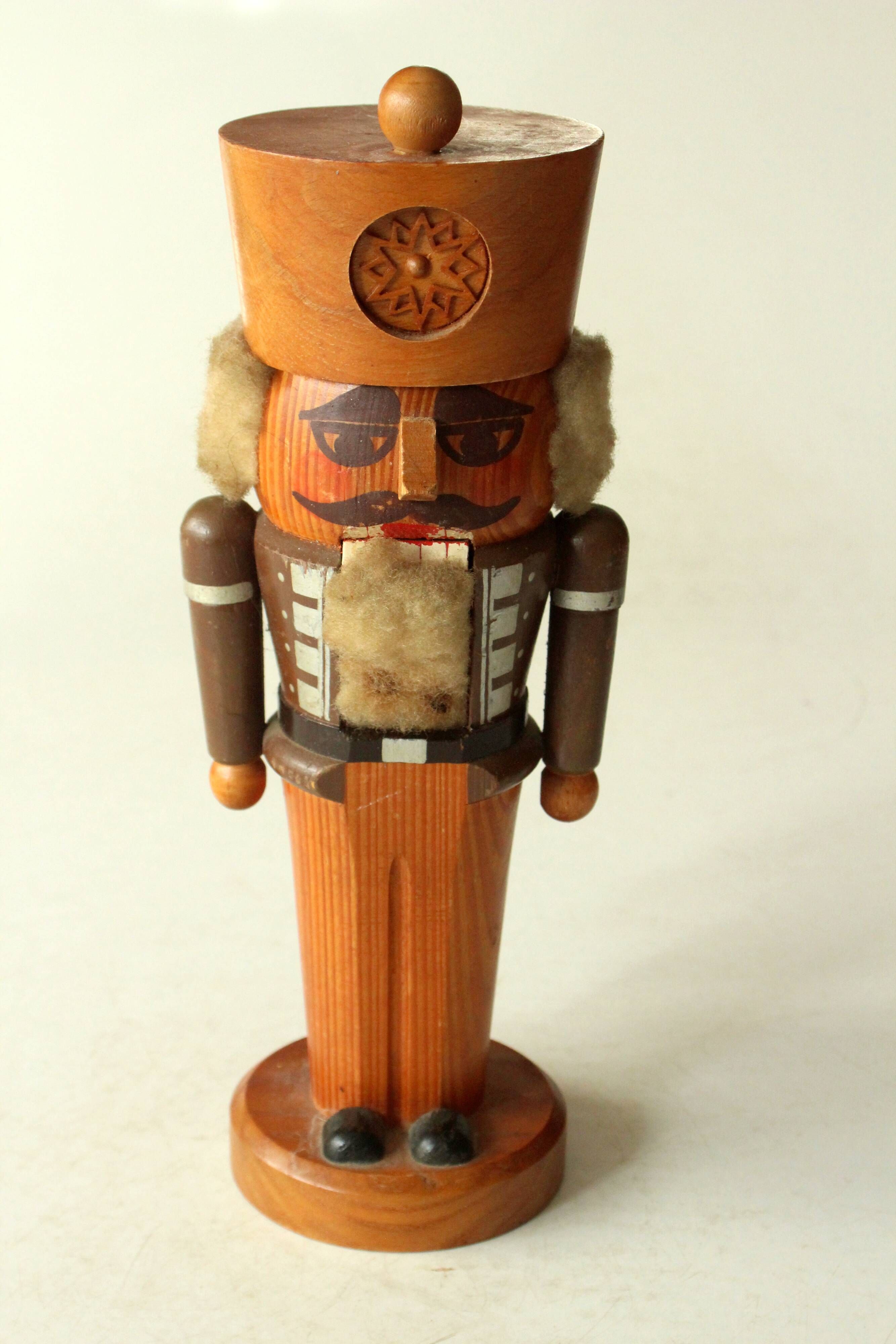 Handmade wooden nutcracker (miner), made in Erzgebirge/East Germany, vintage from the 1950s