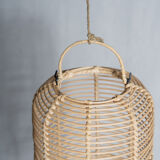 Large lantern-shaped rattan pendant lamp H50 D24