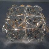 Gold-Plated & Crystal Glass Flush Mount Light from Kinkeldey, 1970s