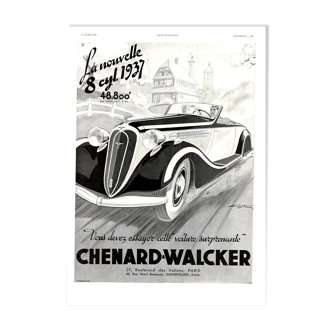 Affiche vintage années 30 Chenard Walker